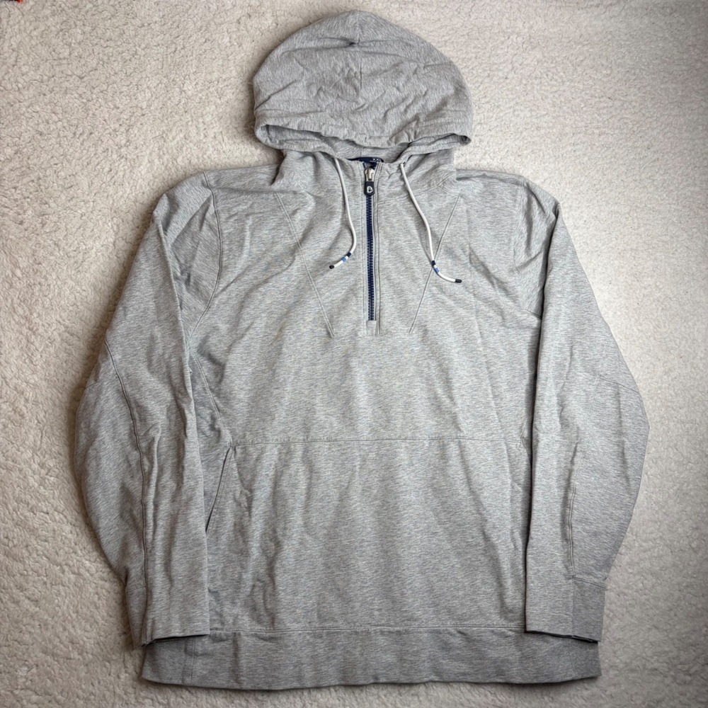 B. Draddy Mens XXL Proctor Quarter Zip Hoodie Heather Gray golf Pouch Pocket